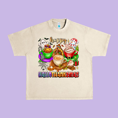 Happy Hallothanksmas Coffee Cups With Ghost Turkey Urban Heavy Tee Designed By Texasbilliewilder