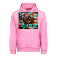 Fuchsia Pink papa bear american flag  tumbler Urban Hoodie - BarkalooDesign