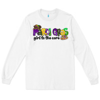 White mardi gras girl to the core Long Sleeve Tee - CowGirlArtShop