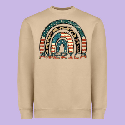 America Rainbow Heavyweight Sweatshirt Designed By Fadigitalartstudio