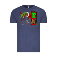 Vintage Denim Christmas Character  Nurse Vintage Tee - NancyCooperArtShop
