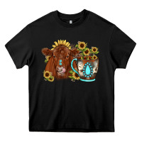 Black sunflower coffee cup red angus gemstone Heavy Core Tee - JahusDesignShop