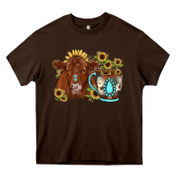 Chocolate Brown sunflower coffee cup red angus gemstone Heavy Core Tee - JahusDesignShop