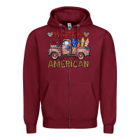 Burgundy proud to be american truck Zipper Hoodie - BundleAndBundleShop