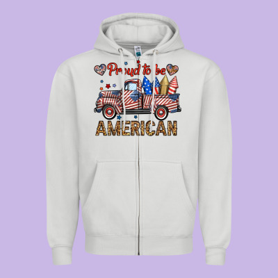 Proud To Be American Truck Zipper Hoodie Designed By Bundleandbundleshop