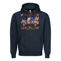 Navy proud to be american truck Zipper Hoodie - BundleAndBundleShop