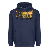 Navy Peace Love Wild cat Heavyweight Hoodie - LillyAllenDesigns