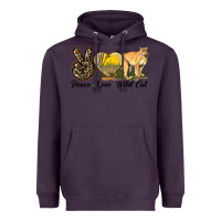 Plum Peace Love Wild cat Heavyweight Hoodie - LillyAllenDesigns