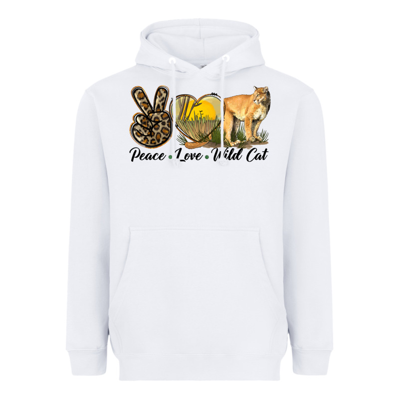 Peace Love Wild Cat Heavyweight Hoodie by LillyAllenDesigns | Teevron