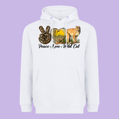 Peace Love Wild Cat Heavyweight Hoodie Designed By Lillyallendesigns