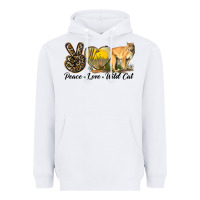 White Peace Love Wild cat Heavyweight Hoodie - LillyAllenDesigns