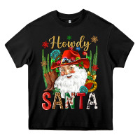 Black Howdy Santa Heavy Core Tee - NancyCooperArtShop