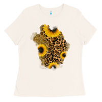 Bone glitter sunflowers leopard patch Ladies Tee - RanaPortraitStore