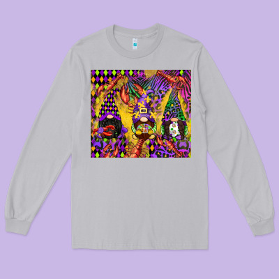 Mardi Gras Gnome Long Sleeve Tee Designed By Cowgirlartshop