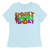 Baby Blue spooky with lightning bolt Ladies Tee - BundleAndBundleShop