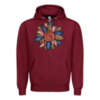 Burgundy american sunflower Zipper Hoodie - BundleAndBundleShop