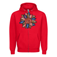 Red american sunflower Zipper Hoodie - BundleAndBundleShop