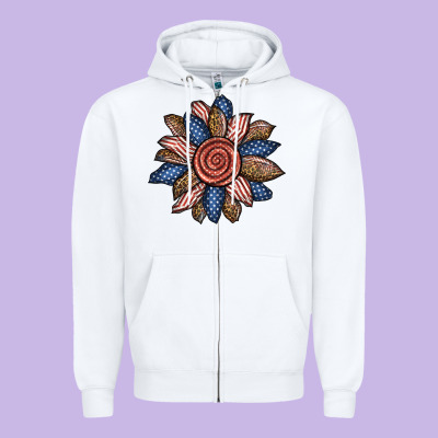 American Sunflower Zipper Hoodie Designed By Bundleandbundleshop