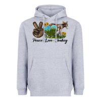 Heather Grey Peace Love Donkey Heavyweight Hoodie - LillyAllenDesigns