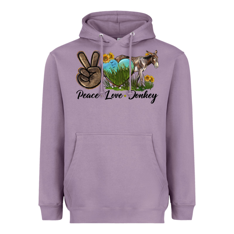 Peace Love Donkey Heavyweight Hoodie by LillyAllenDesigns | Teevron