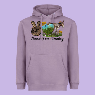 Peace Love Donkey Heavyweight Hoodie Designed By Lillyallendesigns