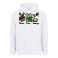 White Peace Love Donkey Heavyweight Hoodie - LillyAllenDesigns