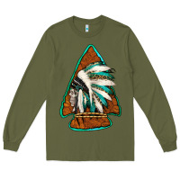 Army Green indian headdress arrowhead Long Sleeve Tee - Jasminsmagicworld