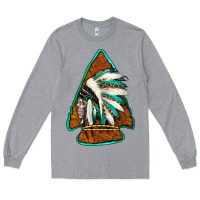Heather Grey indian headdress arrowhead Long Sleeve Tee - Jasminsmagicworld