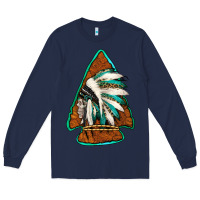 Navy indian headdress arrowhead Long Sleeve Tee - Jasminsmagicworld