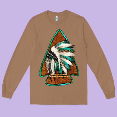 Indian Headdress Arrowhead Long Sleeve Tee Designed By Jasminsmagicworld