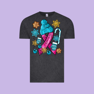 Winter Breast Cancer Ribbon Vintage Tee Designed By Nancycooperartshop