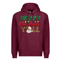 Burgundy merry christmas y'all Premium Hoodie - BundleAndBundleShop