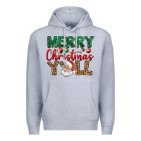 Heather Grey merry christmas y'all Premium Hoodie - BundleAndBundleShop