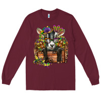 Burgundy mardi gras goat Long Sleeve Tee - CowGirlArtShop