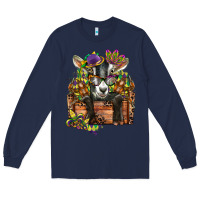 Navy mardi gras goat Long Sleeve Tee - CowGirlArtShop