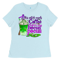 Baby Blue this witch needs coffee before any hocus pocus Ladies Tee - BundleAndBundleShop
