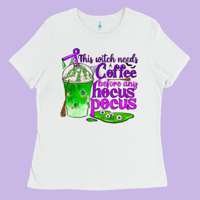 This Witch Needs Coffee Before Any Hocus Pocus Ladies Tee Designed By Bundleandbundleshop