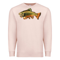 Pale Pink leaping brook trout Premium Sweatshirt - LillyAllenDesigns