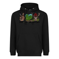 Black Peace Love Elk Buck Deer Heavyweight Hoodie - LillyAllenDesigns
