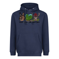 Navy Peace Love Elk Buck Deer Heavyweight Hoodie - LillyAllenDesigns