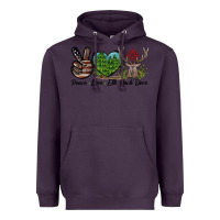 Plum Peace Love Elk Buck Deer Heavyweight Hoodie - LillyAllenDesigns
