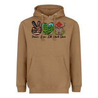 Toasted Coconut Peace Love Elk Buck Deer Heavyweight Hoodie - LillyAllenDesigns