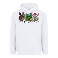 White Peace Love Elk Buck Deer Heavyweight Hoodie - LillyAllenDesigns
