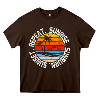 Sunrise Sunburn Sunset Repeat Retro Vintage Gift Vacation T Shirt Heavy Core Tee | Teevron