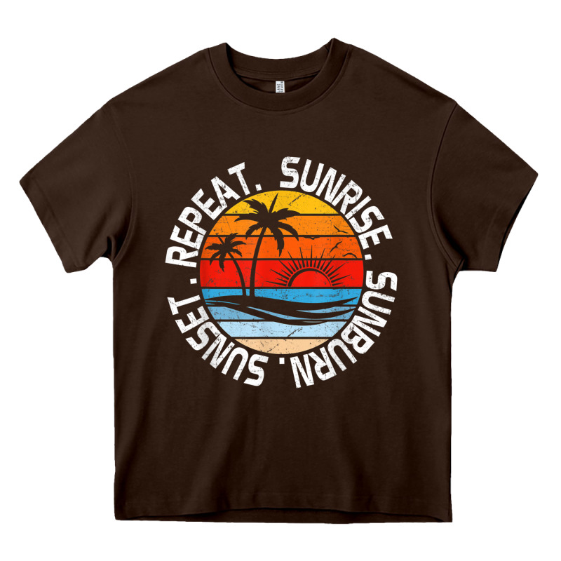 Sunrise Sunburn Sunset Repeat Retro Vintage Gift Vacation T Shirt Heavy Core Tee by tuanDangUi | Teevron