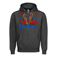 Charcoal Heather flip flops and freedom Zipper Hoodie - BundleAndBundleShop