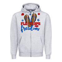 Heather Grey flip flops and freedom Zipper Hoodie - BundleAndBundleShop