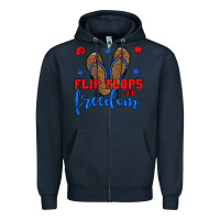 Navy flip flops and freedom Zipper Hoodie - BundleAndBundleShop