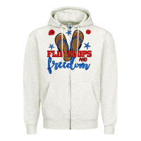 Oatmeal Heather flip flops and freedom Zipper Hoodie - BundleAndBundleShop
