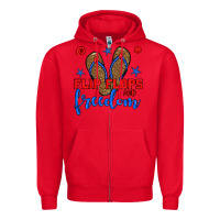 Red flip flops and freedom Zipper Hoodie - BundleAndBundleShop